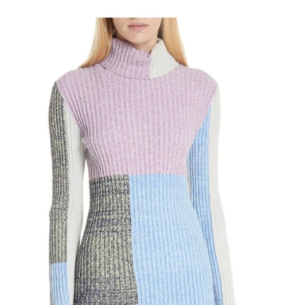3.1 Phillip Lim Mixed Patchwork Ribbed Turtleneck… - image 1
